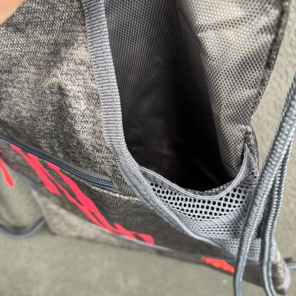 Adidas Drawstring Sackpack Backpack Gray Pink Hea… - image 5